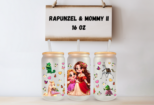 Rapunzel & Mommy II 16oz Frosted Glass