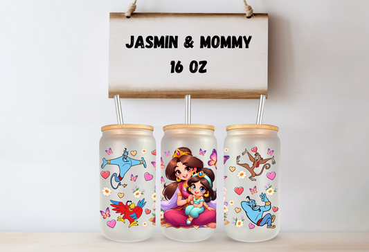 Jasmine & Mommy 16oz Frosted Glass