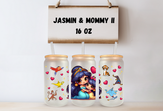 Jasmin & Mommy II 16oz Frosted Glass