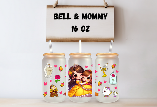 Bell & Mommy 16oz Frosted Glass