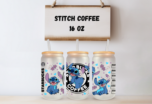 Stitch 16oz Frosted Glass