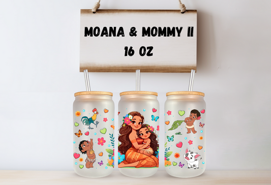 Moana & Mommy II 16oz Frosted Glass