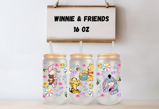 Winnie & Friends 16oz Frosted Glass