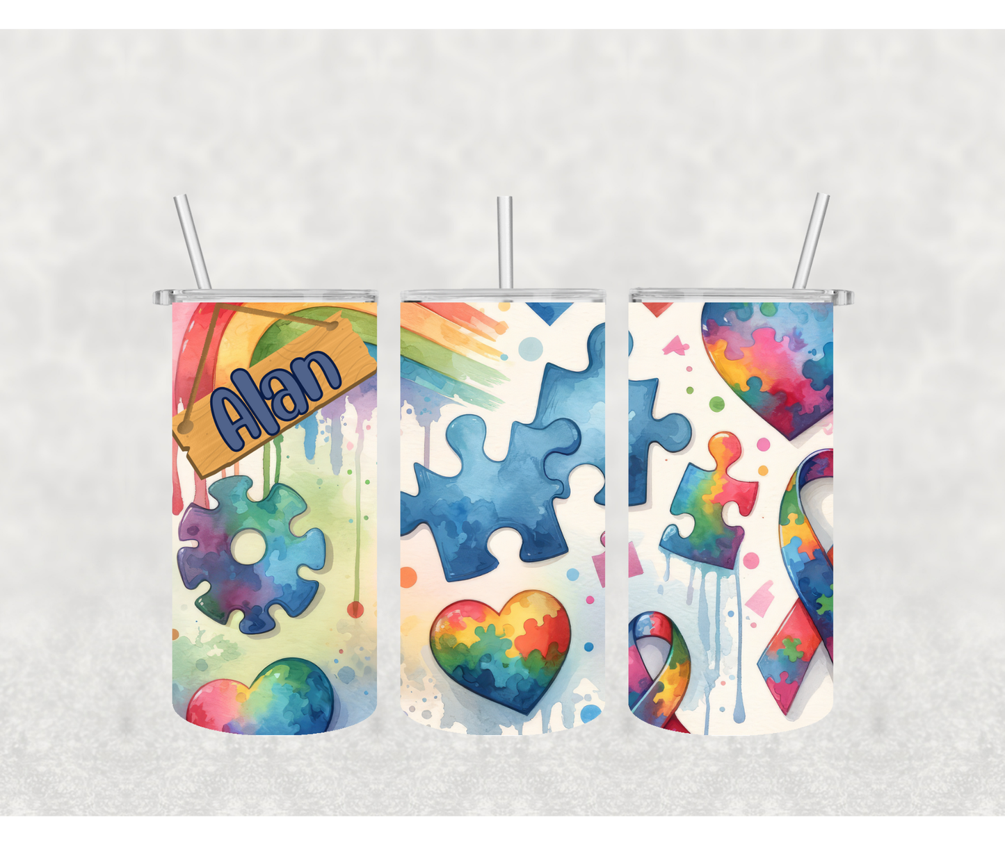 CUSTOMIZED Watercolor Autism Awareness 12oz Tumbler