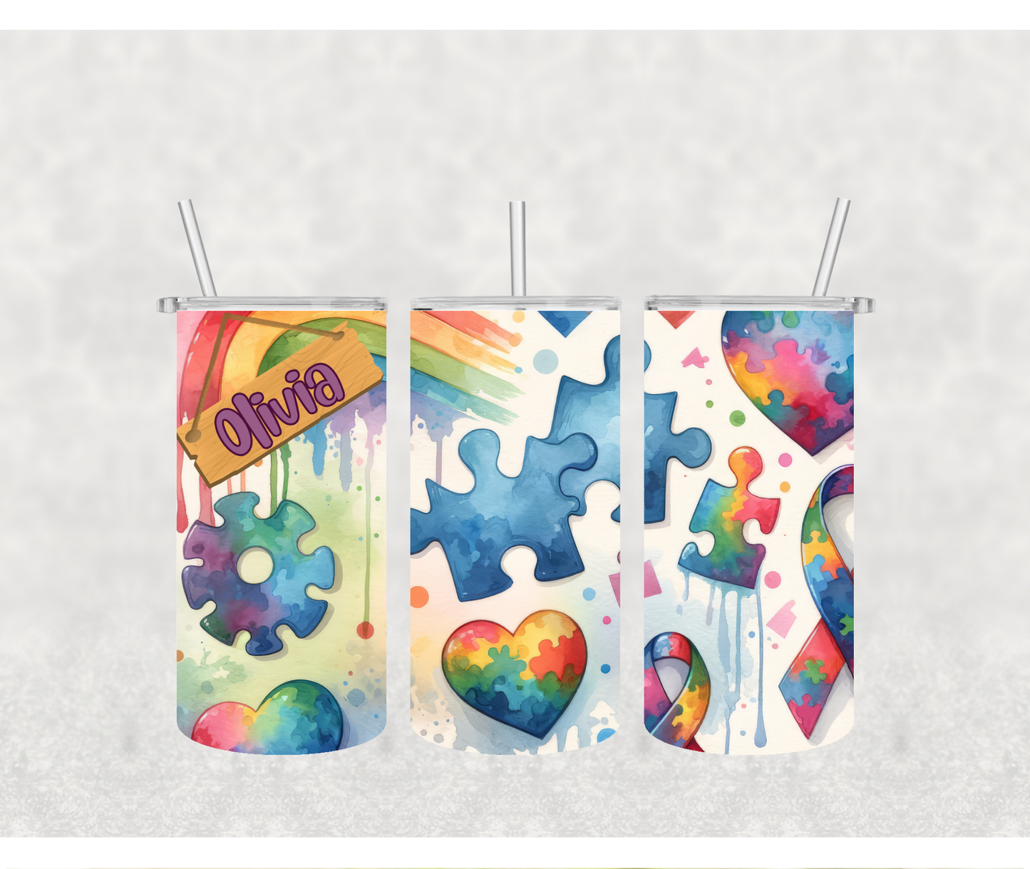 CUSTOMIZED Watercolor Autism Awareness 12oz Tumbler