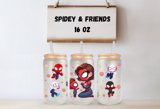 Spidey & Friends 16oz Frosted Glass